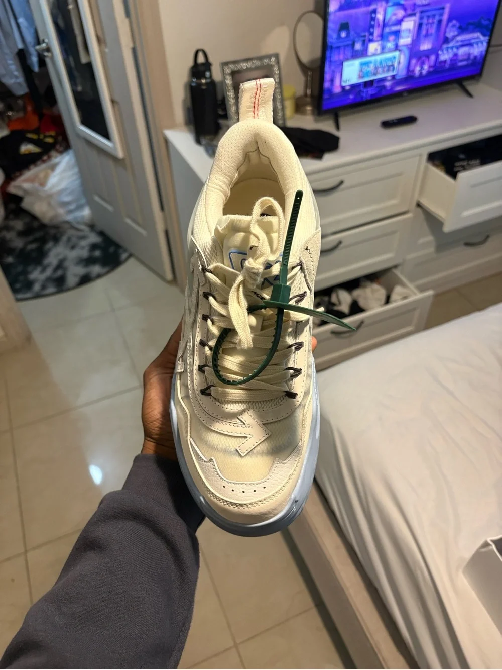 Off-White Men's Light Blue and Cream Trail Sneakers
